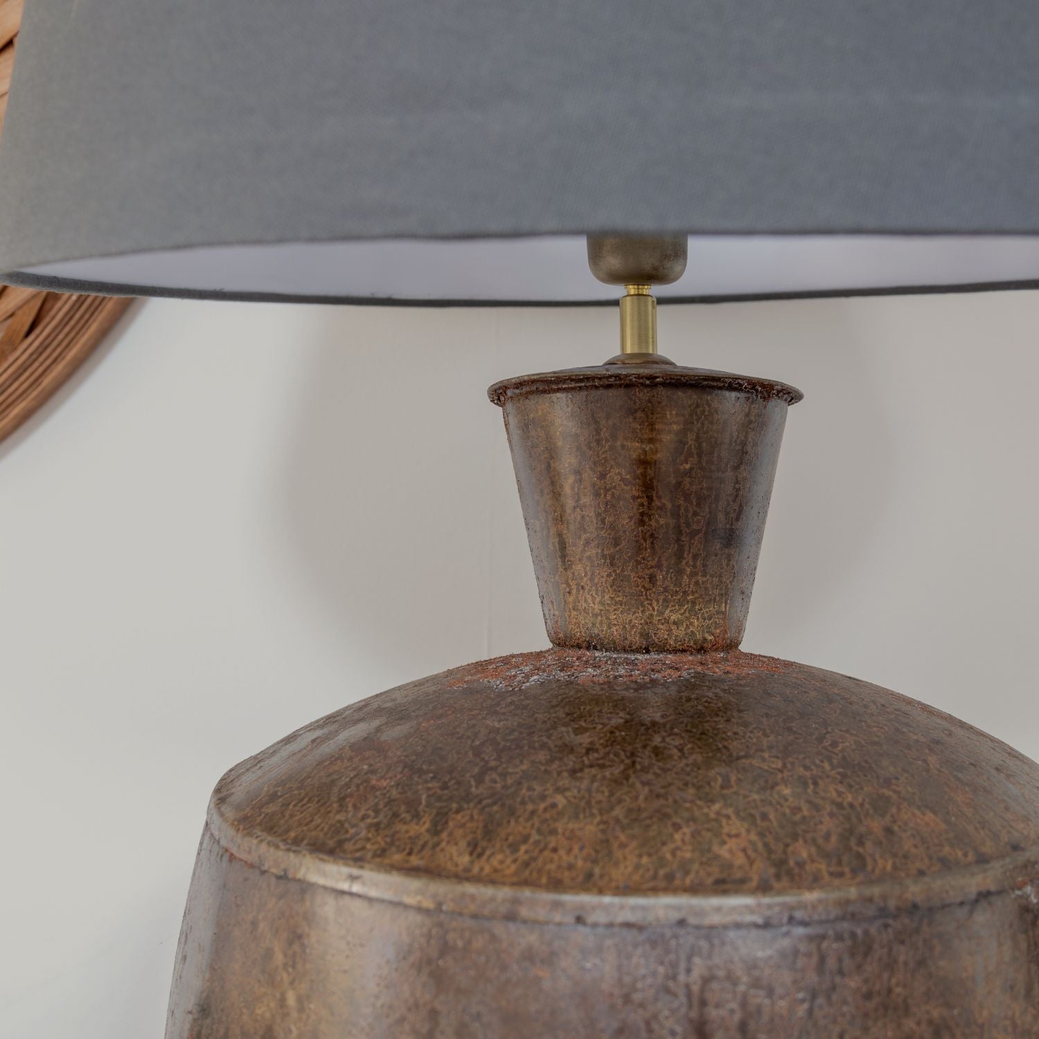 Bronze Iron Table Lamp with Linen Shade